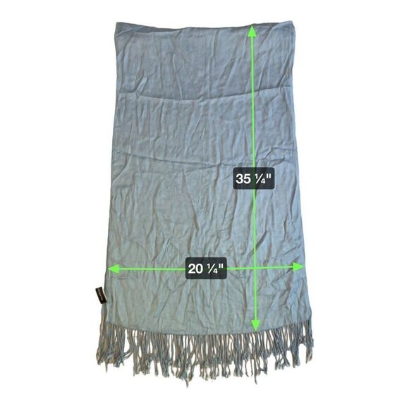 Fringed Jones New York Silky Blue Scarf Shawl Womans Large Wrap 20.25x70.5 - Picture 6 of 6